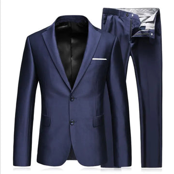 Riolio Men's Business Fashion High Quality Gentleman Black 2 Piece Suit Set / Blazers Coat Jacket Pants Classic Trousers